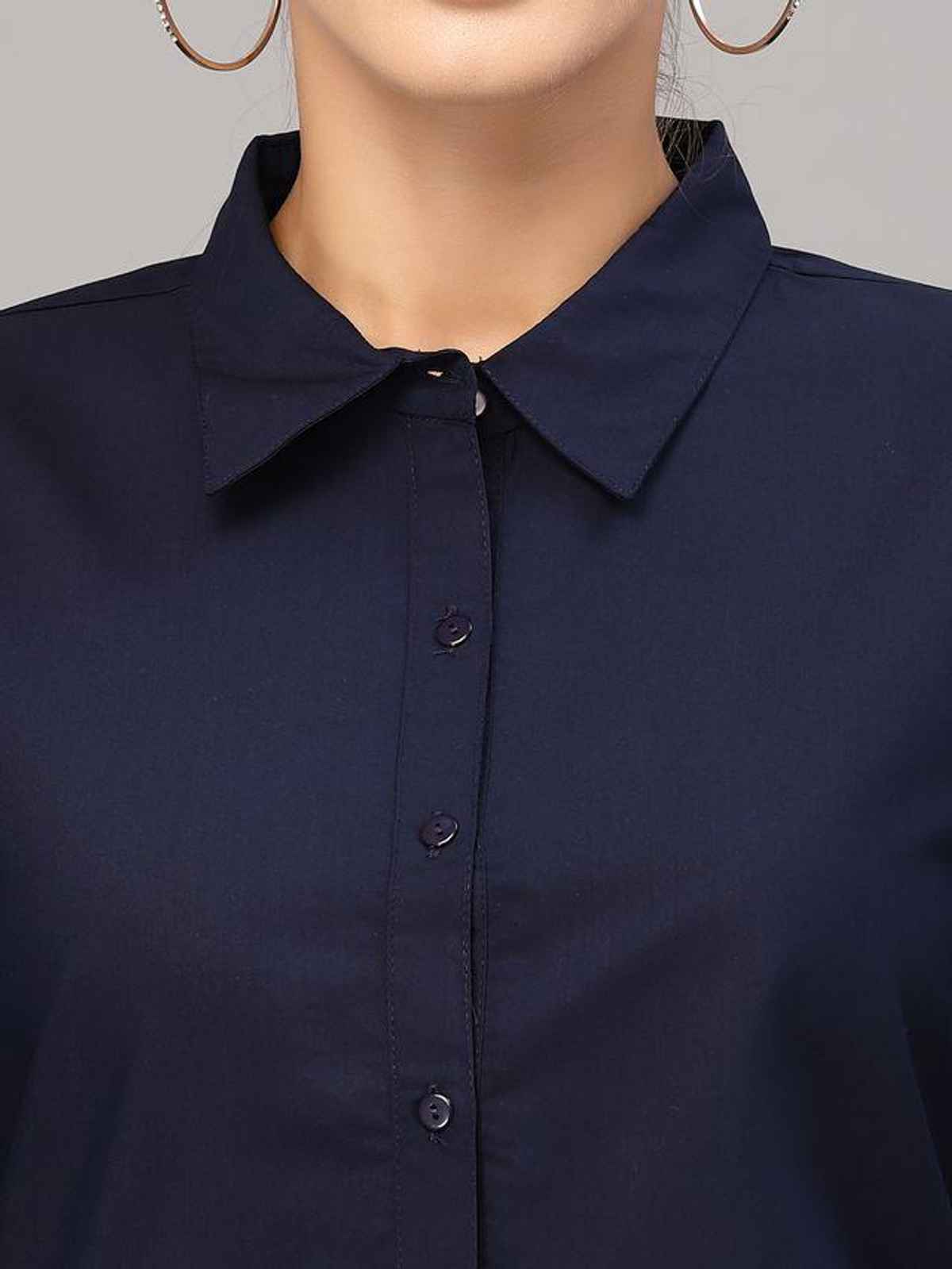 Style Quotient Women Navy Blue Classic Formal Shirt-M