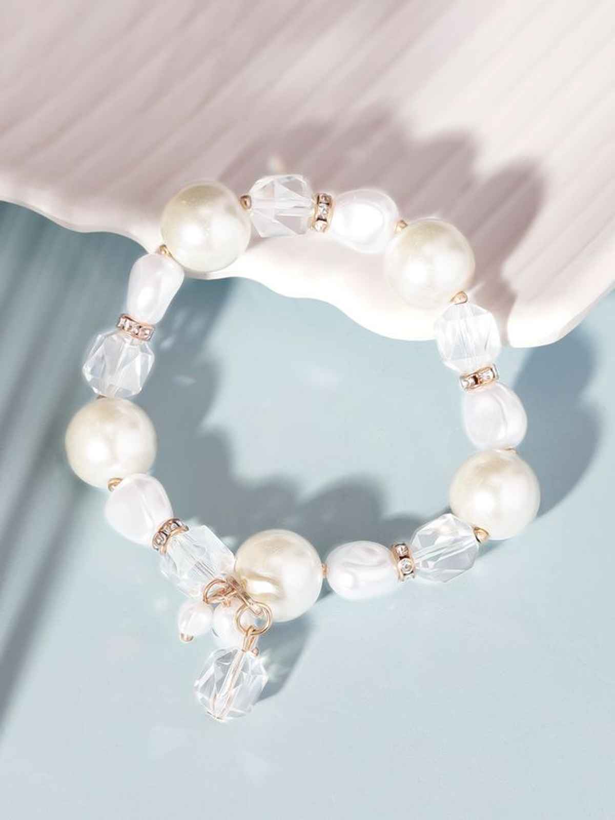 Rubans Cream Pearl & Crystal Beaded Classy Bracelet