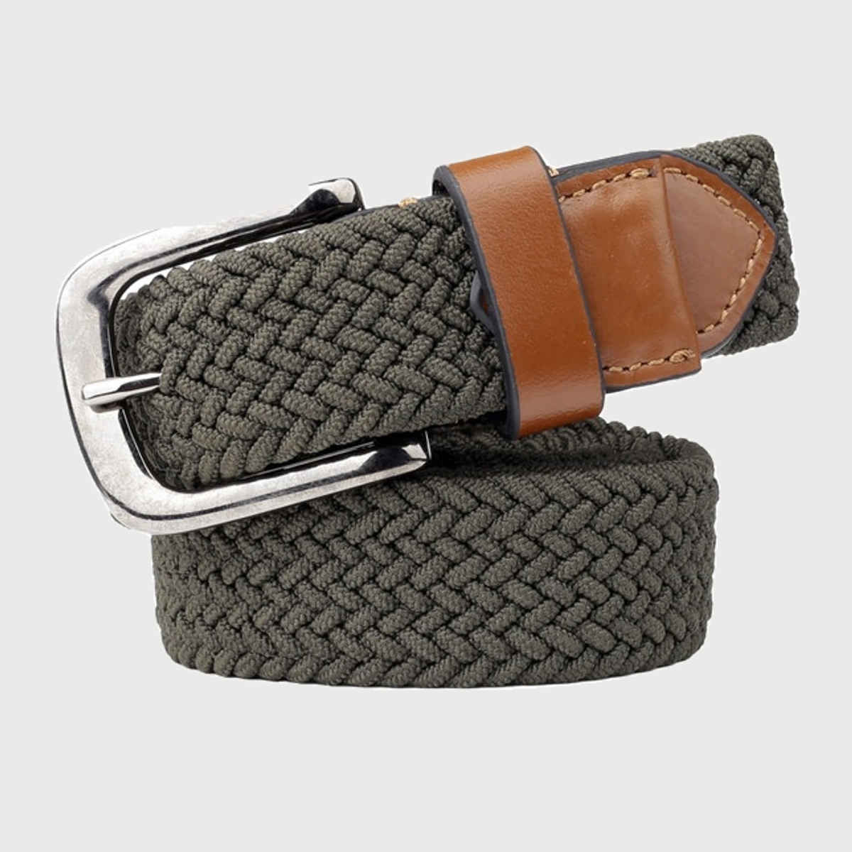 Bacca Bucci Men's Elastic Braided Golf Belt Olive Waist | 32