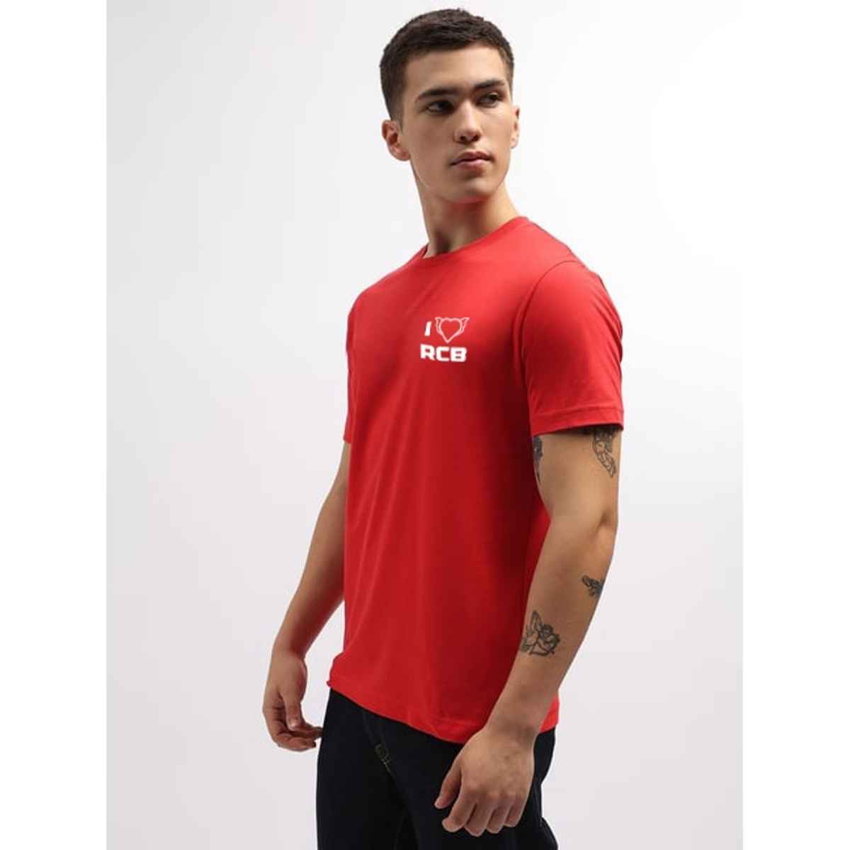 De Tees Men's IPL RCB Half Sleeve T-shirt | Red - L
