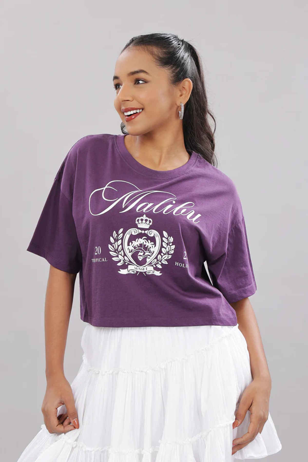 Springman Crop Top | For Gym and Daily Wear | 100% cotton for Women | Purple - L
