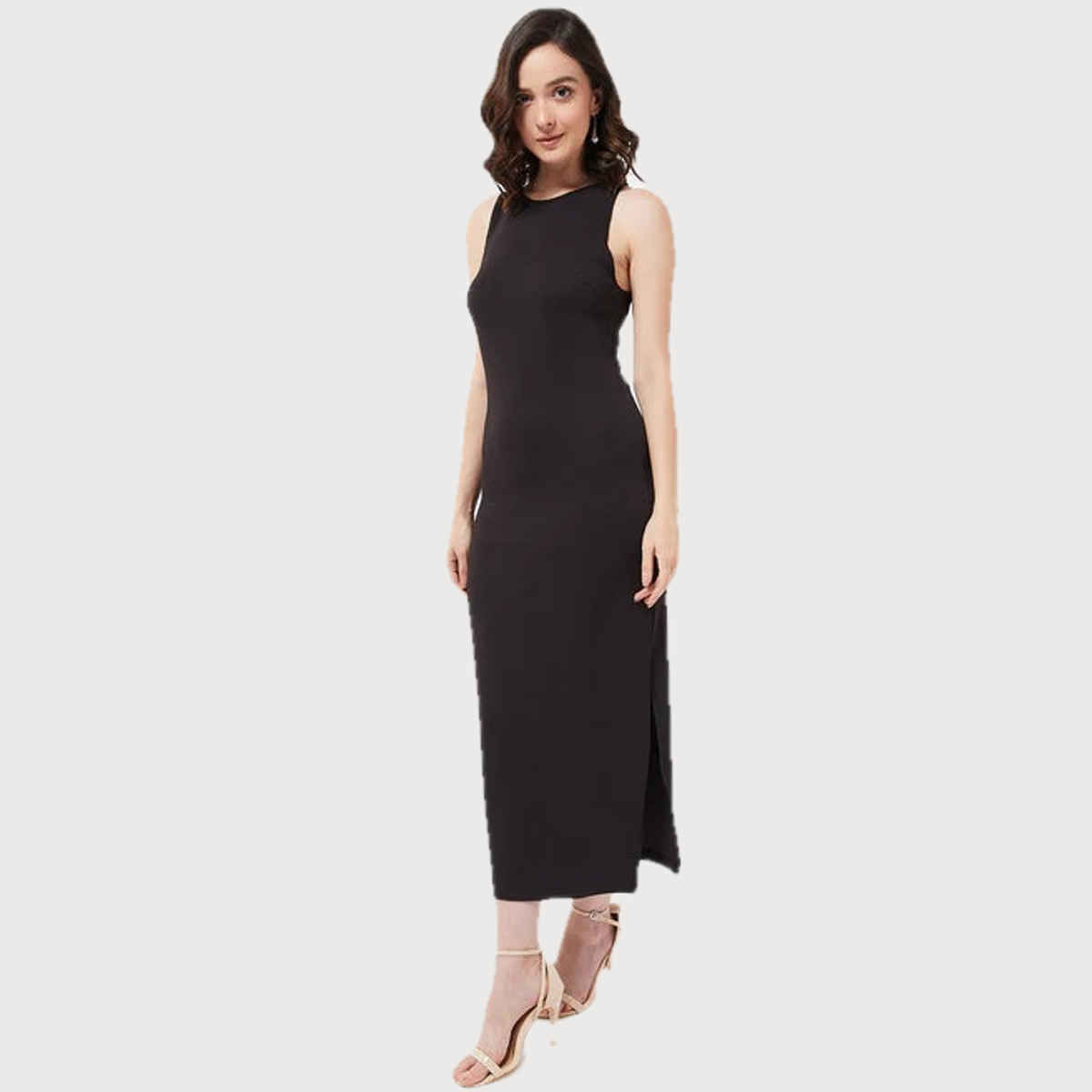 Wyshlist Women's Bodycon Dress Side Slit | Black - L