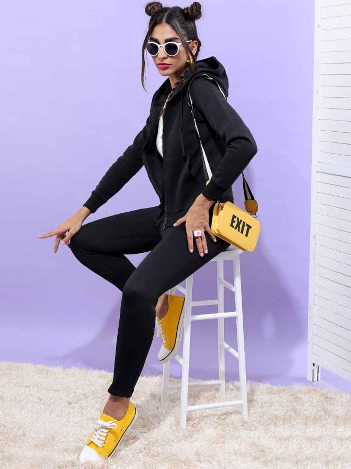Ketch Women Full Sleeve Slim Fit Sweatshirt | Black | L