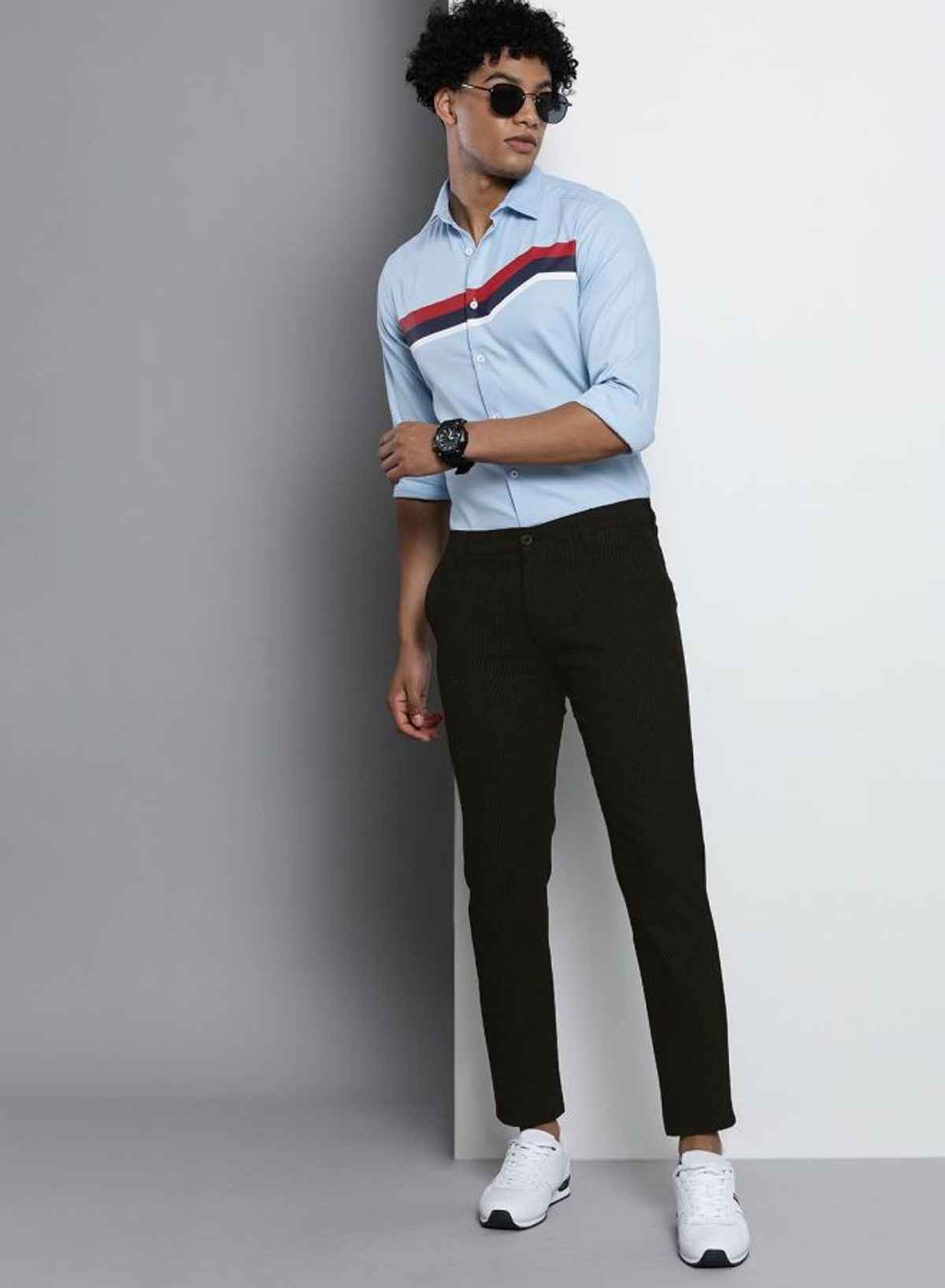 The Indian Garage Co Men | Slim Fit Solid Casual Chinos | Black | 30