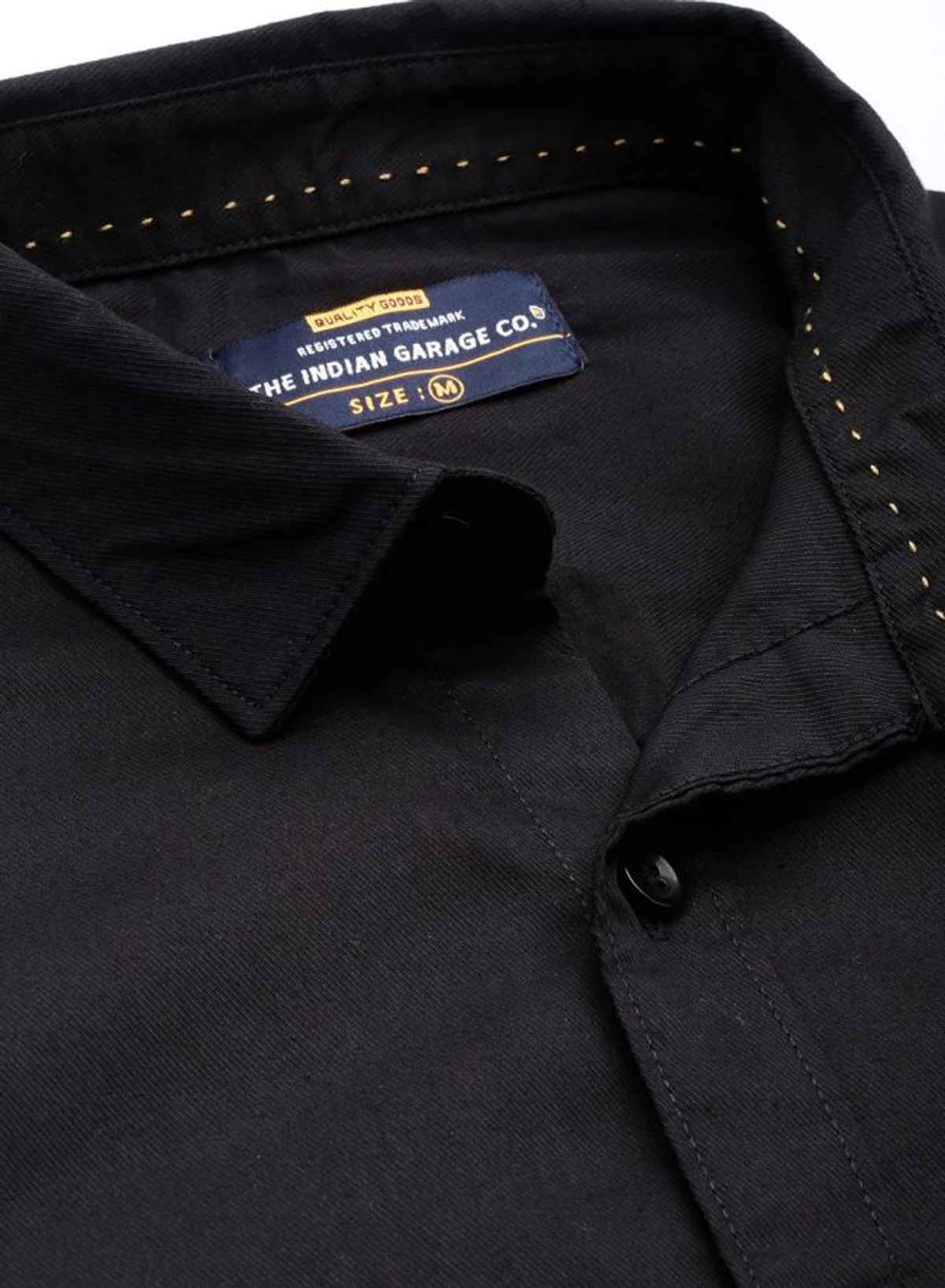 The Indian Garage Co Men | Slim Fit Solid Casual Shirt | Black | S