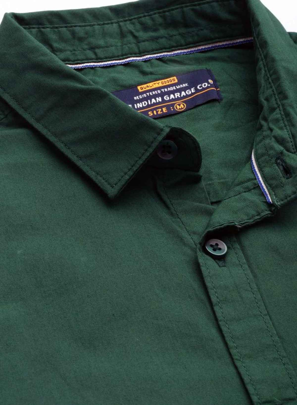 The Indian Garage Co Men's Slim Fit Solid Casual Shirt | Teal - S
