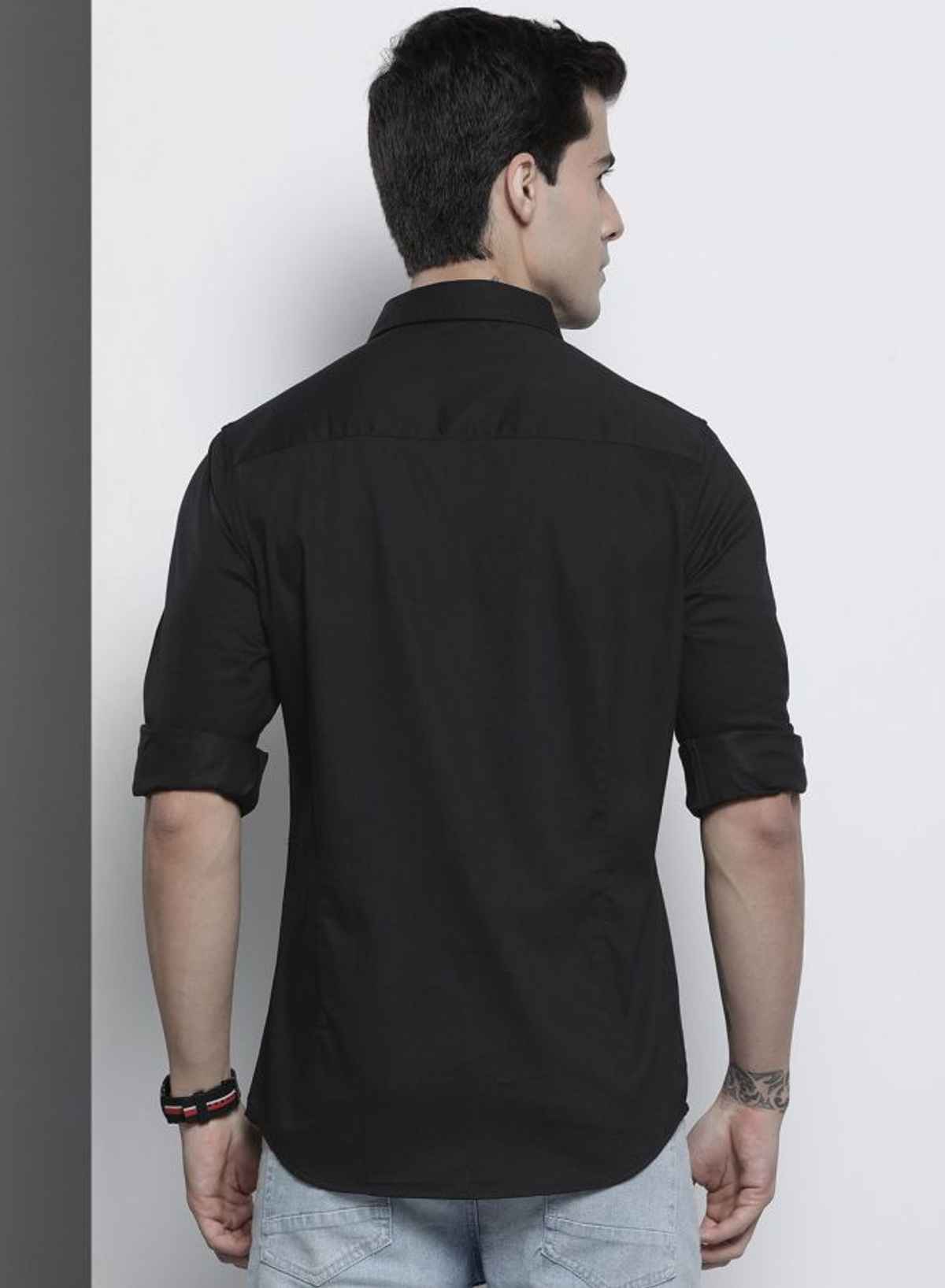 The Indian Garage Co Men | Slim Fit Solid Casual Shirt | Black | S
