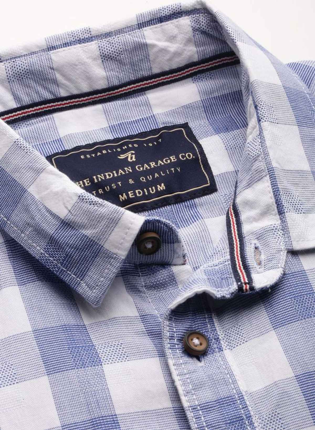 The Indian Garage Co Men's Slim Fit Checked Casual Shirt | White - XL