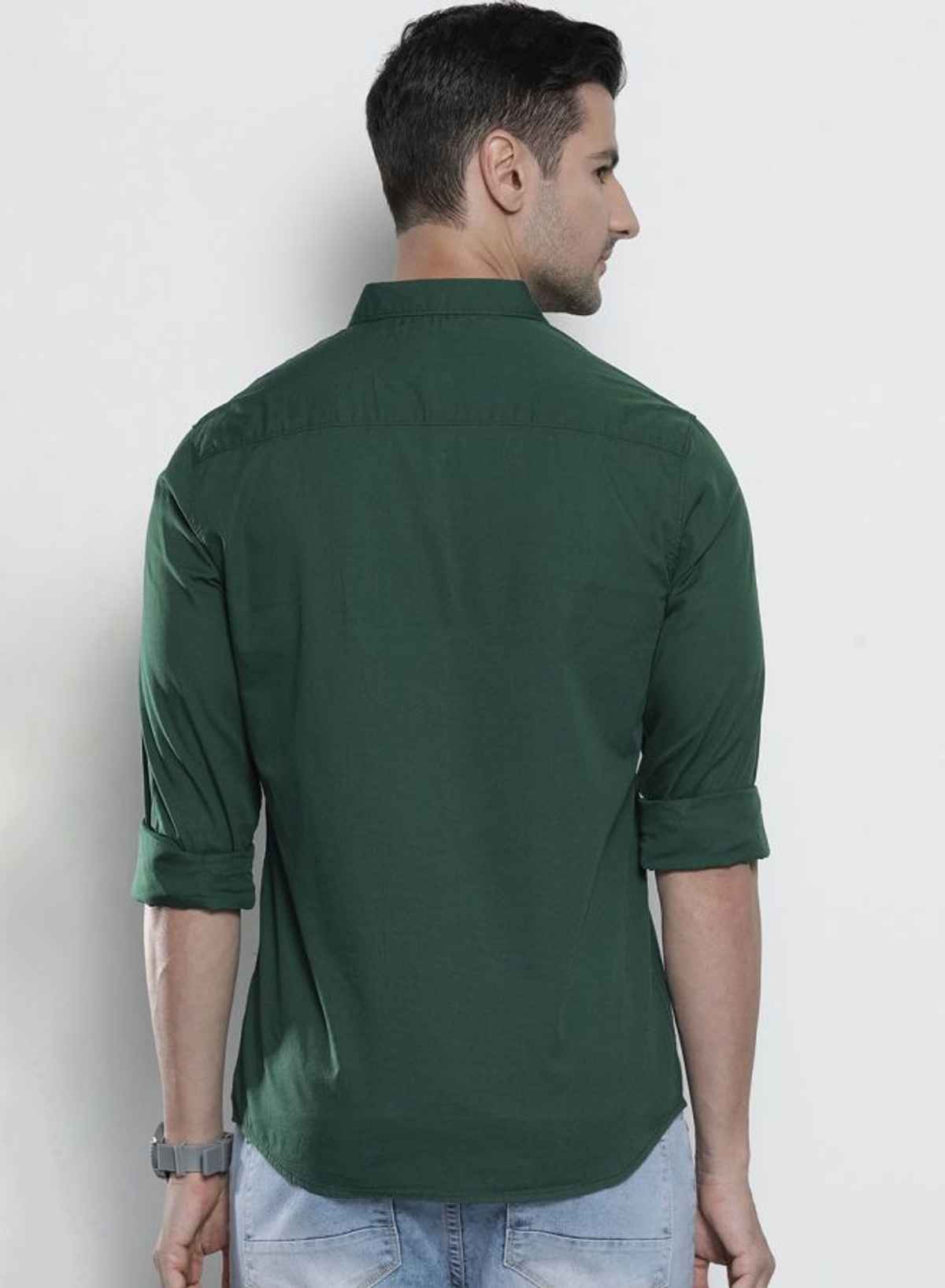The Indian Garage Co Men's Slim Fit Solid Casual Shirt | Teal - S