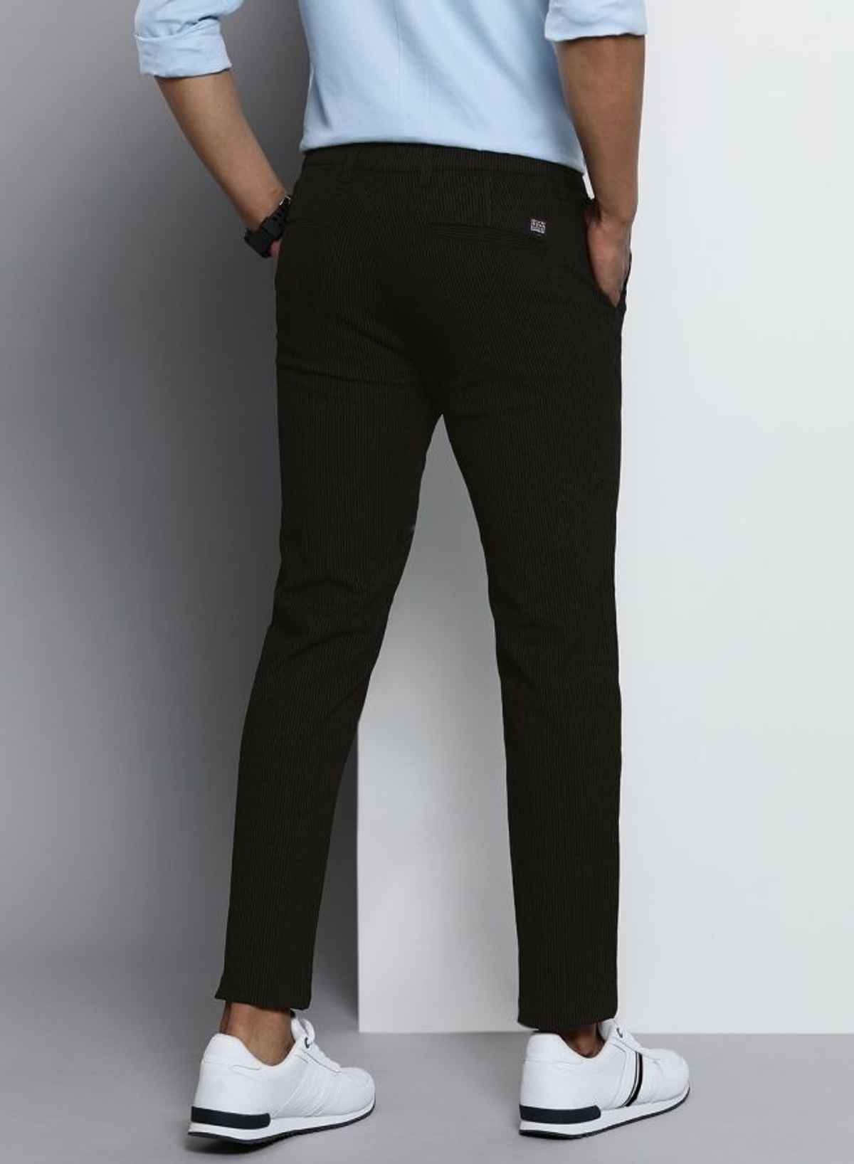 The Indian Garage Co Men | Slim Fit Solid Casual Chinos | Black | 30