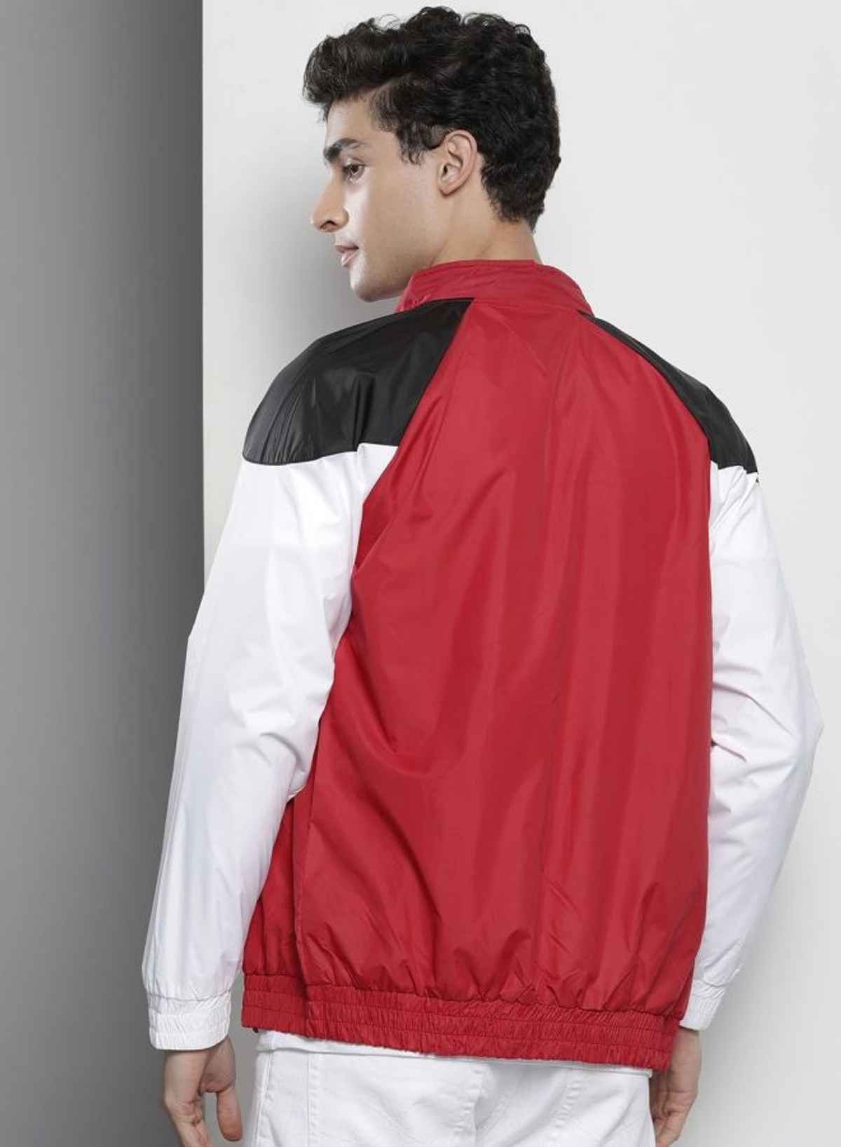 The Indian Garage Co Men's Regular Fit Colorblock Collar Neck Long Sleeves Jacket | Red - XL