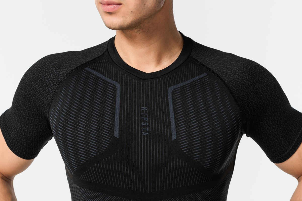 Decathlon | Kipsta Men's Football Short Sleeve Compression Base Layer T-shirt | Black - L