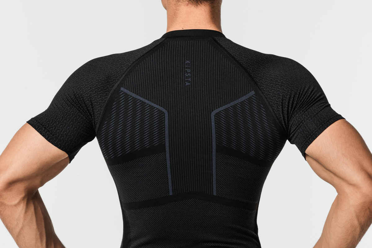 Decathlon | Kipsta Men's Football Short Sleeve Compression Base Layer T-shirt | Black - L