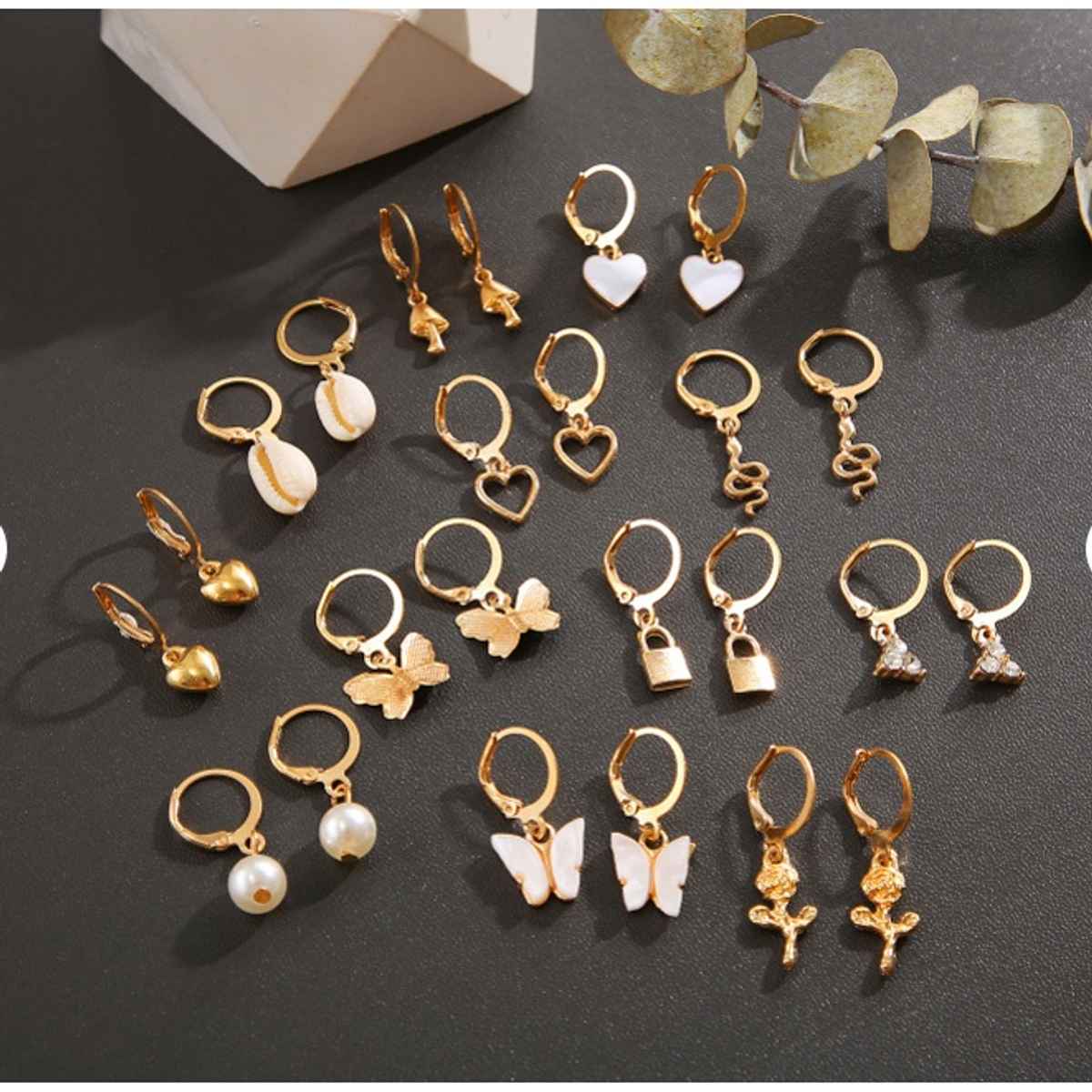 Shining Diva Fashion 12 Pairs Combo Set Latest Stylish Drop Earrings for Women and Girls | 15859er