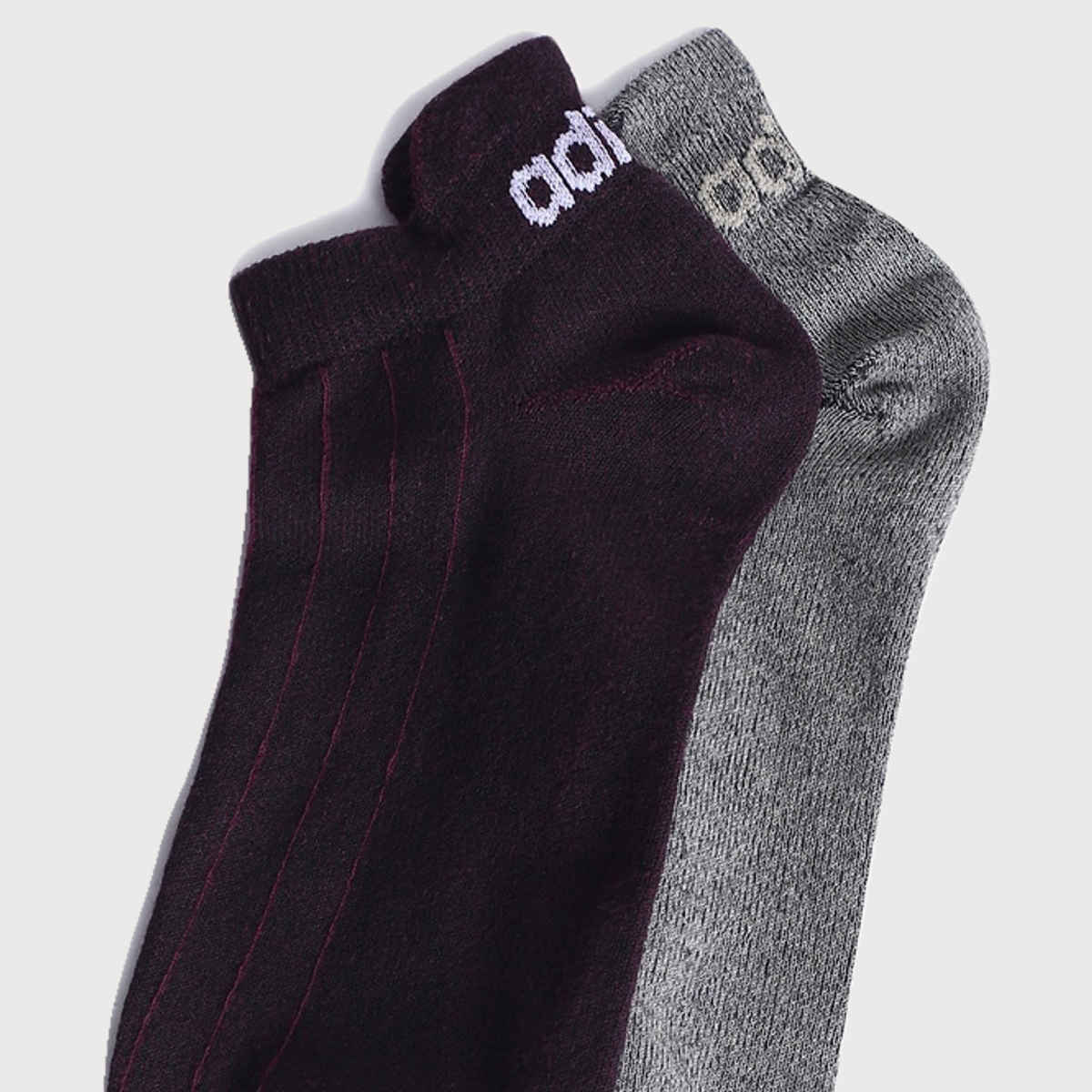 Adidas Men's Flat Knit Low Cut Anthra Melange-Shadow | One Size Socks | Maroon