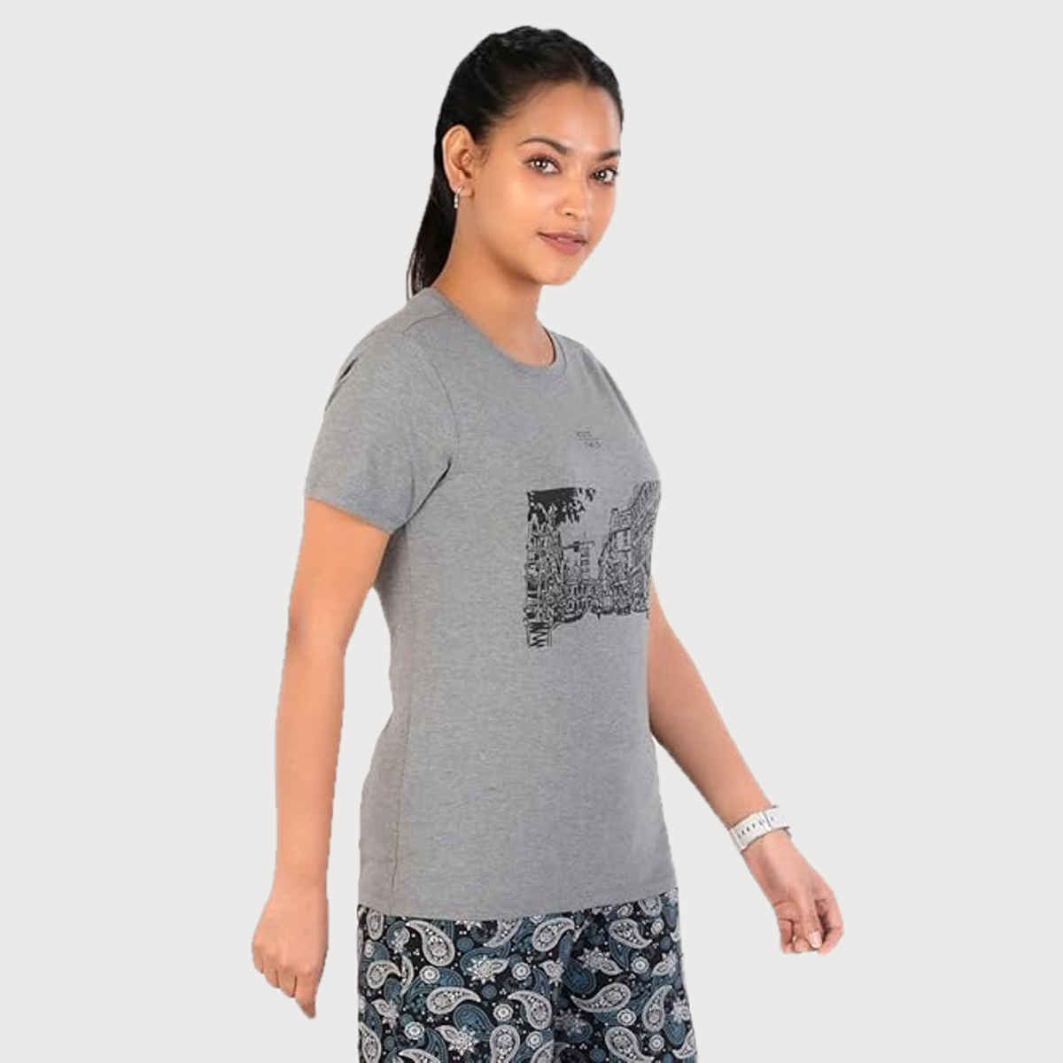 Rupa Colors Playsure T-shirt - Grey Melange | Printed | M