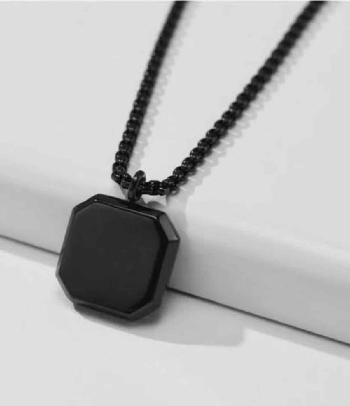 Men's Square Pendant Chain Black