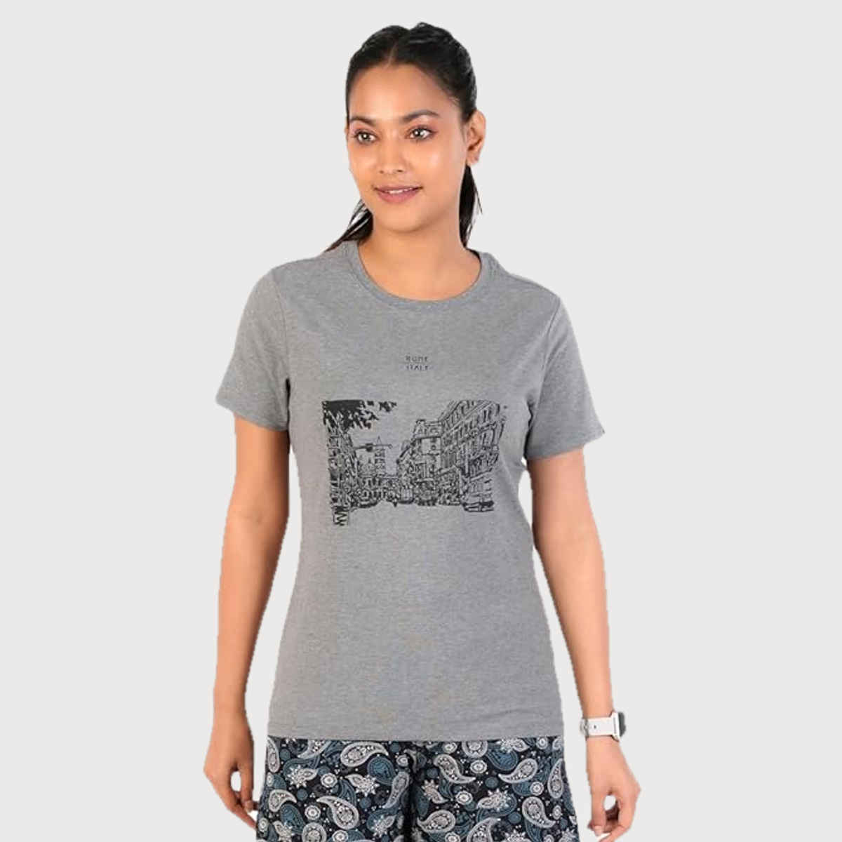 Rupa Colors Playsure T-shirt - Grey Melange | Printed | M