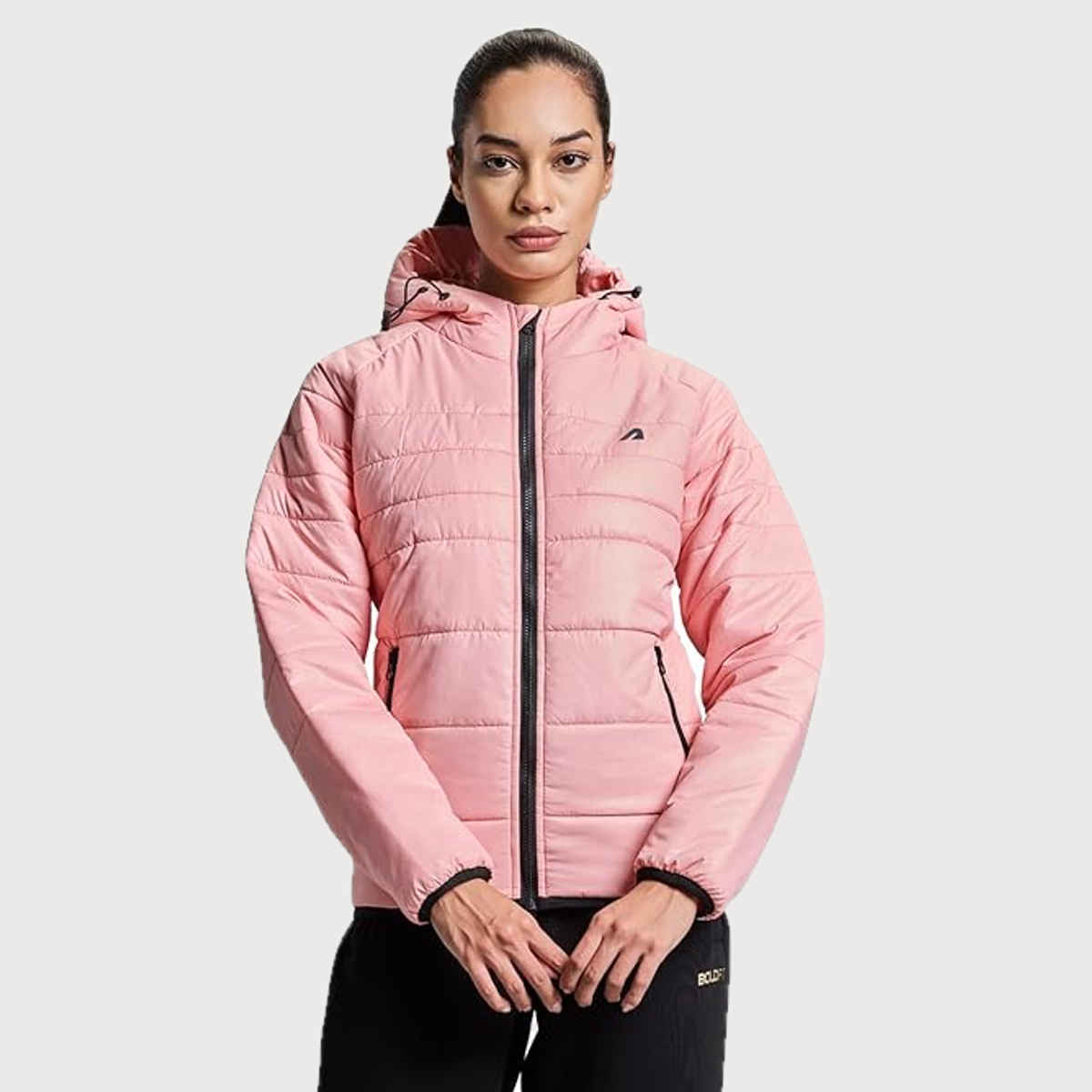 Boldfit Women's Puffer Jacket Quilted Hooded Full Sleeve Jerkin | Pink - M