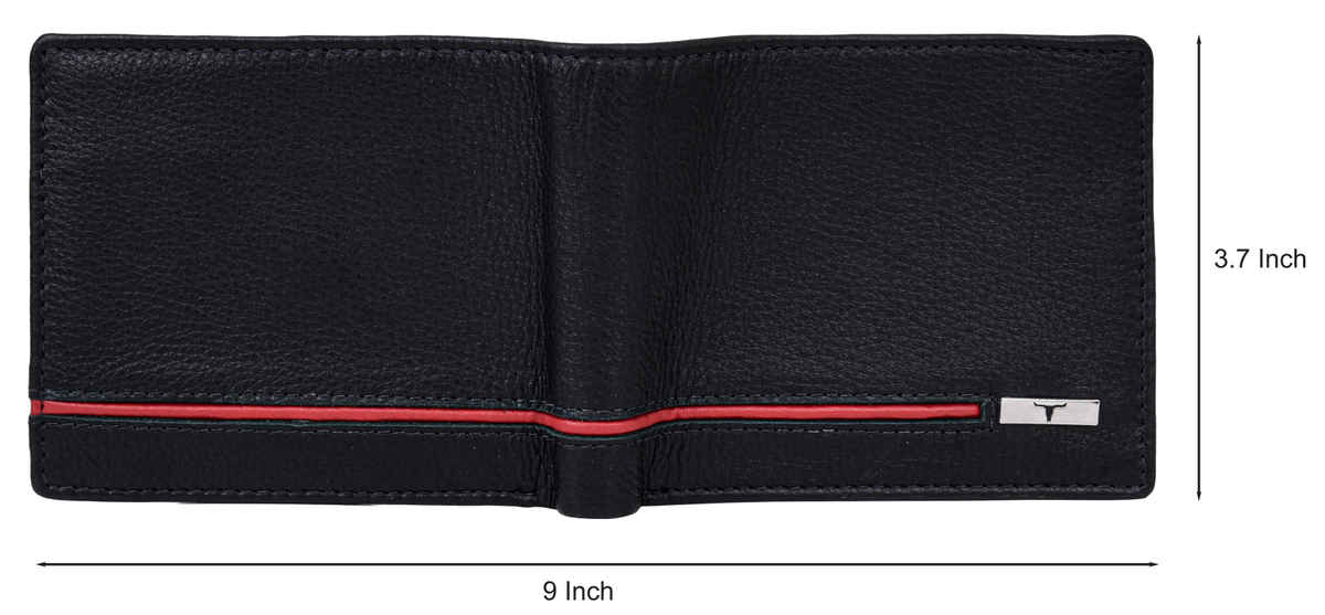 URBAN FOREST Men's Stag Leather Wallet | Black & Red