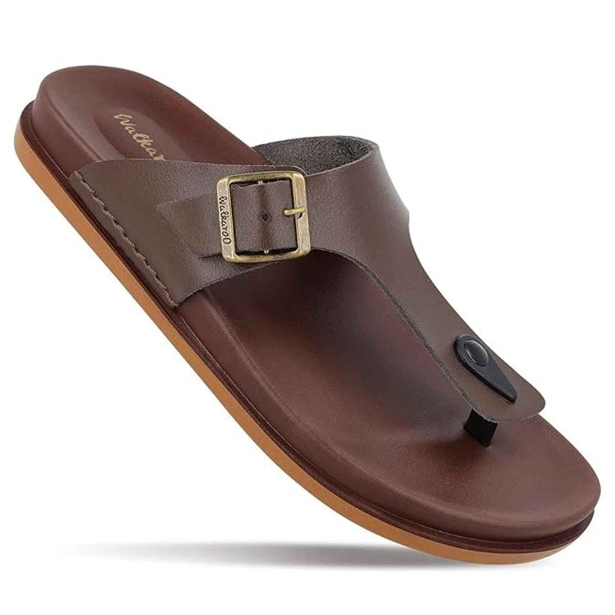 Walkaroo Men's Daily Wear Comfort Sandals - WE1356 Brown UK10