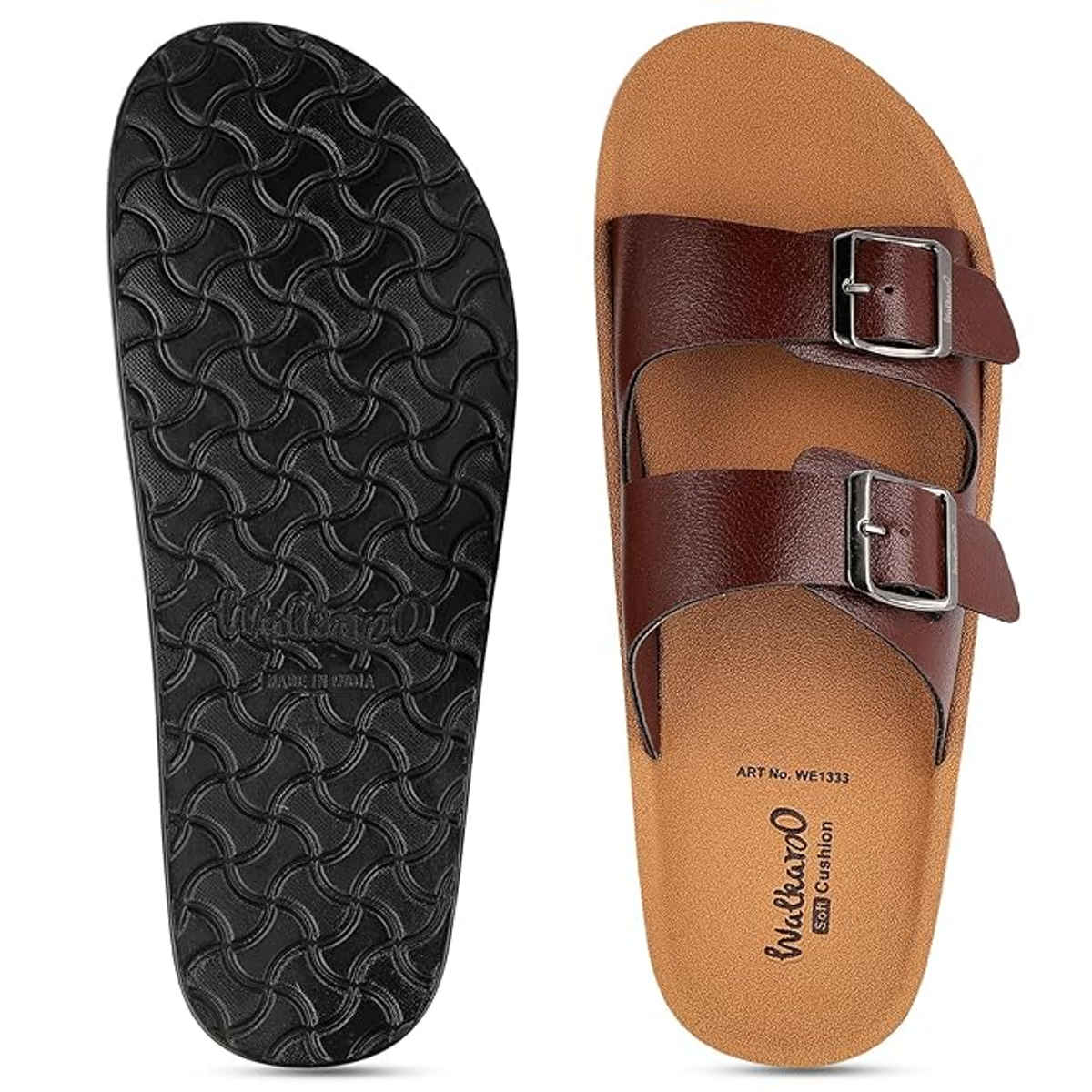 Walkaroo Men's Daily Wear Sandals - WE1333 Brown UK9