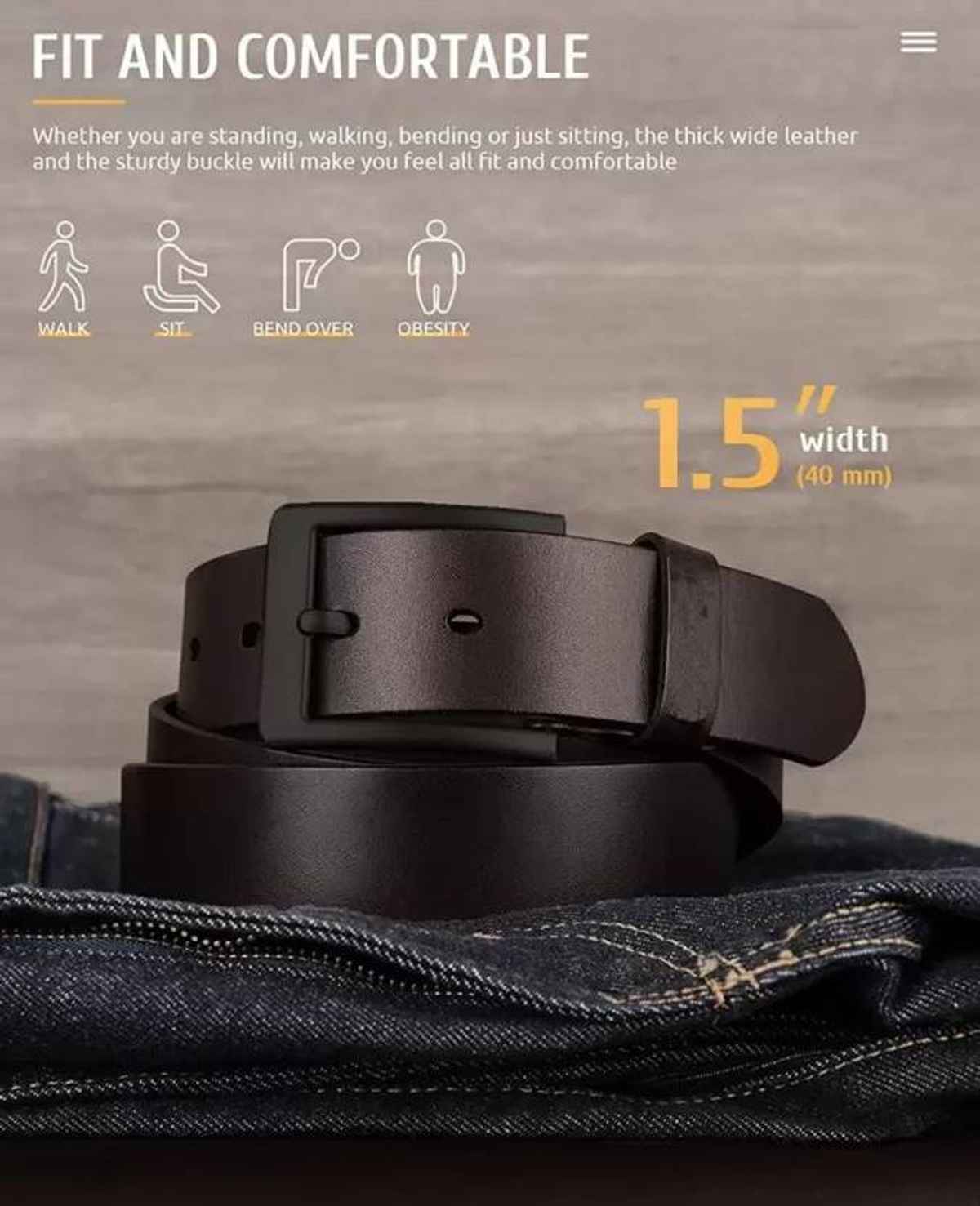 Kaezri Genuine Leather Brown Belt for Men With Bl. Buckle | Katabrbbd - 34