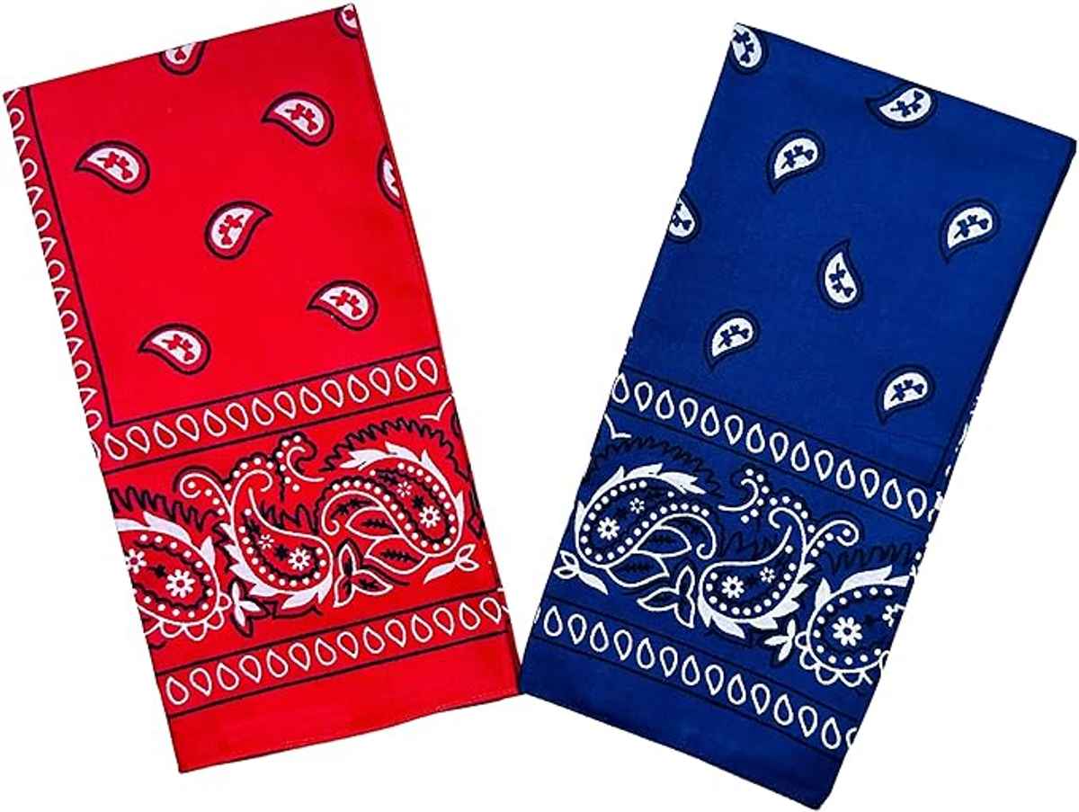 Royal Mart Unisex Cotton Blend Bandana | Red and Blue - One Size