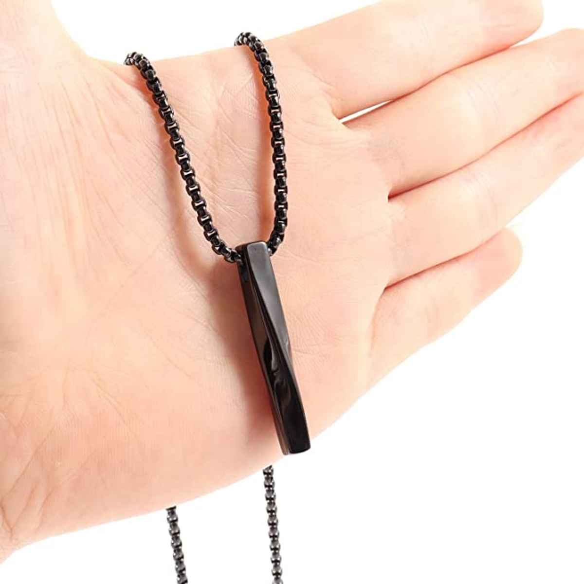 SALTY Alpha Collier Pendant with Chain for Men and Boys| Anti-Tarnish | Black