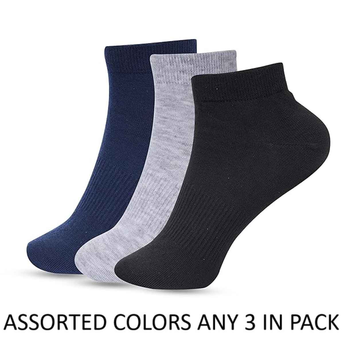 Luxrio Men's Solid Ankle Length Cotton Socks | SCK-4-3-PK-ANKL |Assorted Designs - Free Size