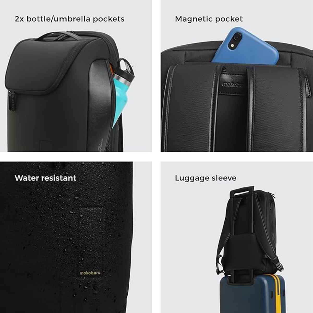 Mokobara Unisex Solid Polyester 30 L Silicon Grab Handle Backpack | Grey - 16 Inches (1pc) & One8 Men'S Cotton Ankle Length Socks | Multicolour - Free Size (1pc) Combo