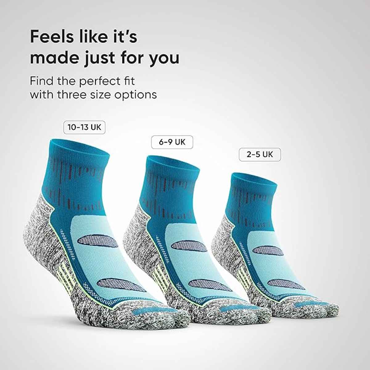 Frido Active Socks For Men and Women | Quarter Length | Cyan Color | UK 10-13 - 1 pc