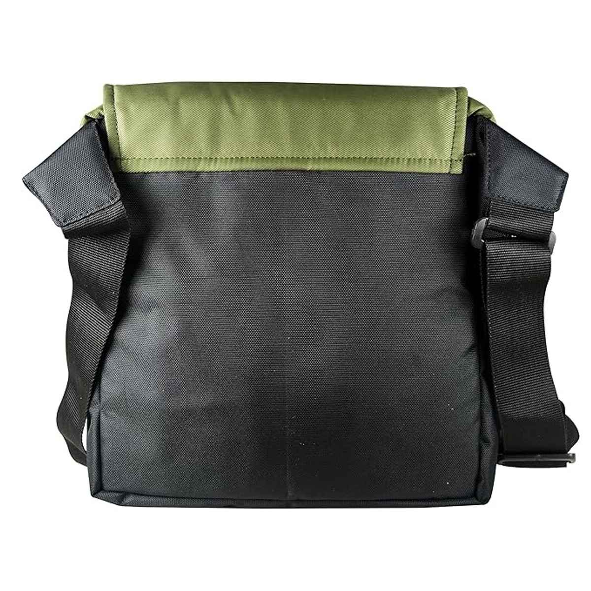 Police Unisex Solid Polyester 2.6 L Crossbody Bag | Black and Green