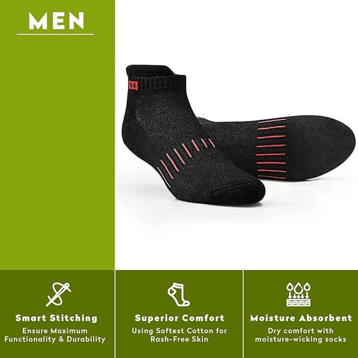 Supersox Unisex Bamboo Ankle Length Socks | Black - Free Size