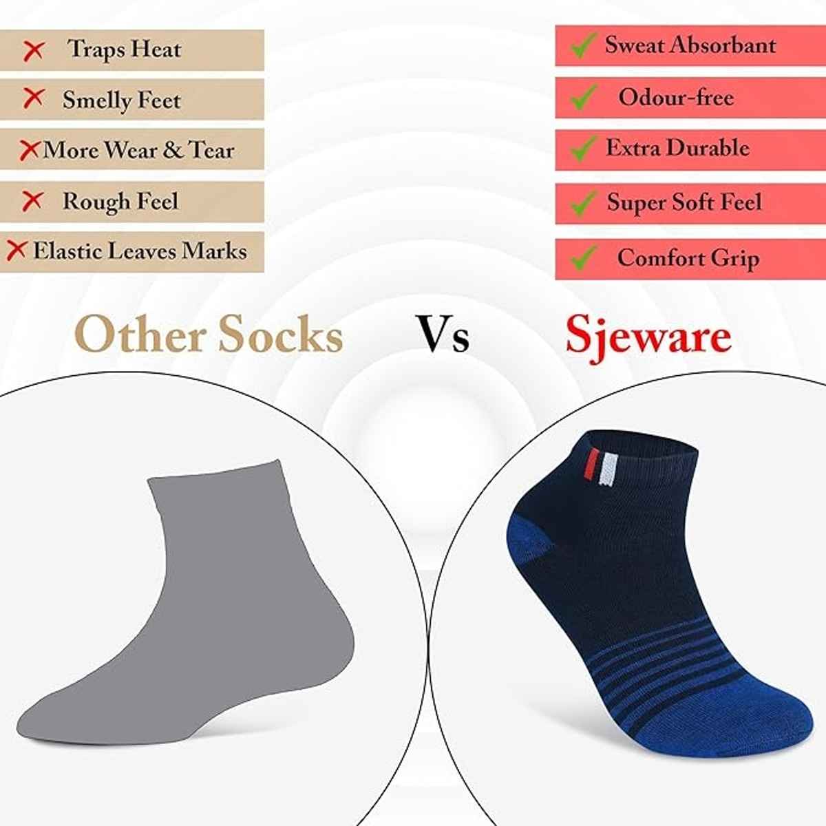 Sjeware Unisex Solid Cotton, Elastane, and Polyester Ankle Socks | Assorted - One Size