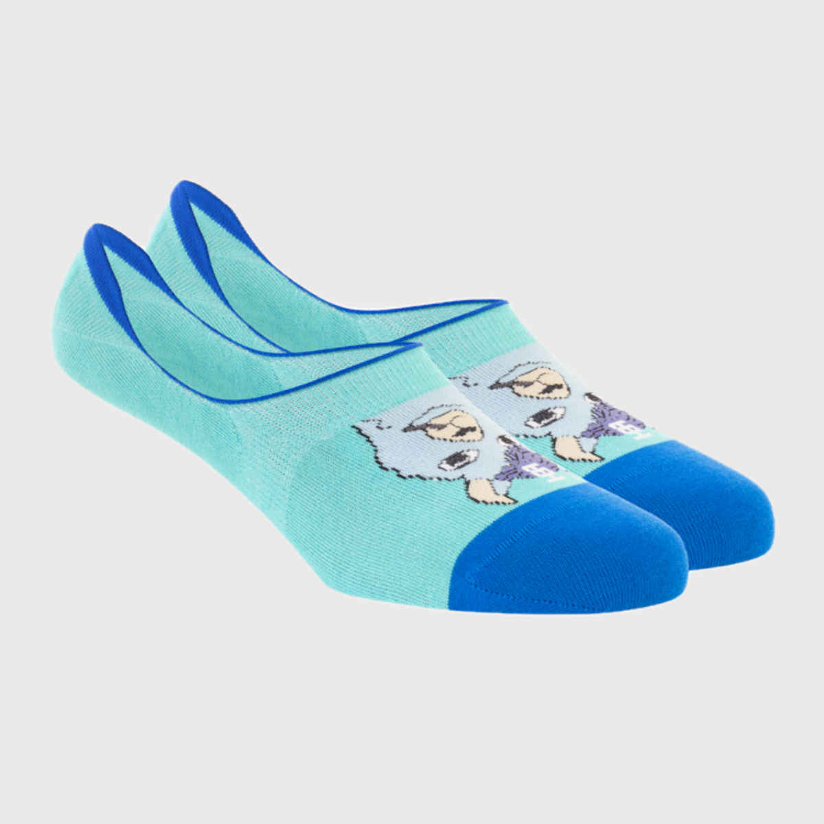 Socksoho Men's Animal Print Combed Cotton No Show Socks | Blue - Free Size
