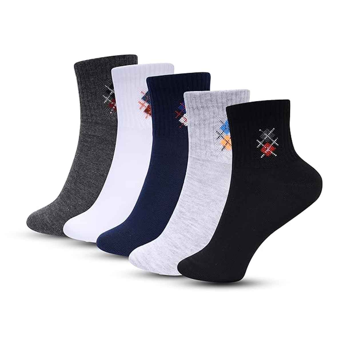 Luxrio Men's Solid Ankle Length Cotton Socks | SCK-16-5-PK-ANKL | Multicolour - Free Size