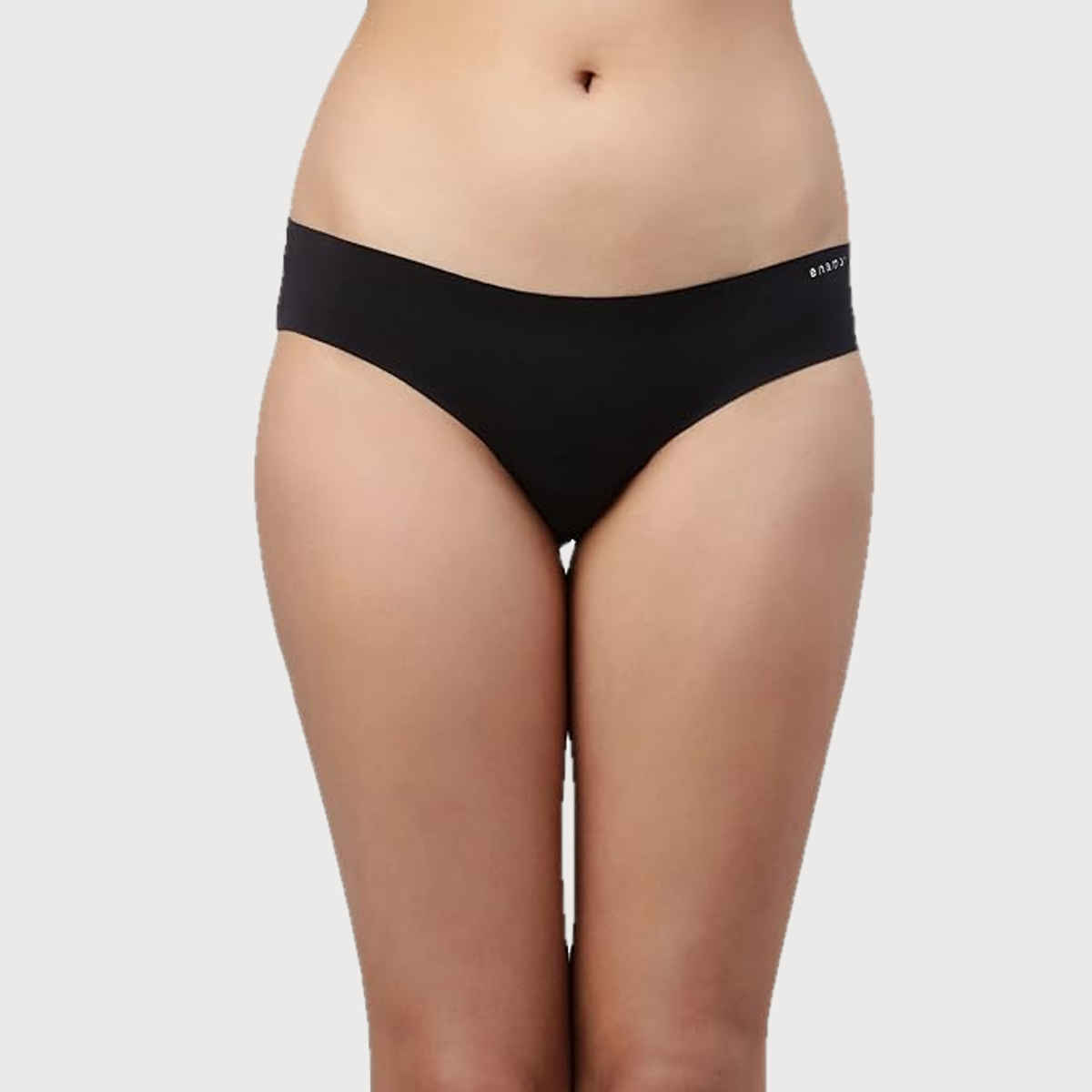 Enamor Women's PB40 100% Cotton Crotch Bikini Panty|Low Waist | Jet Black-S