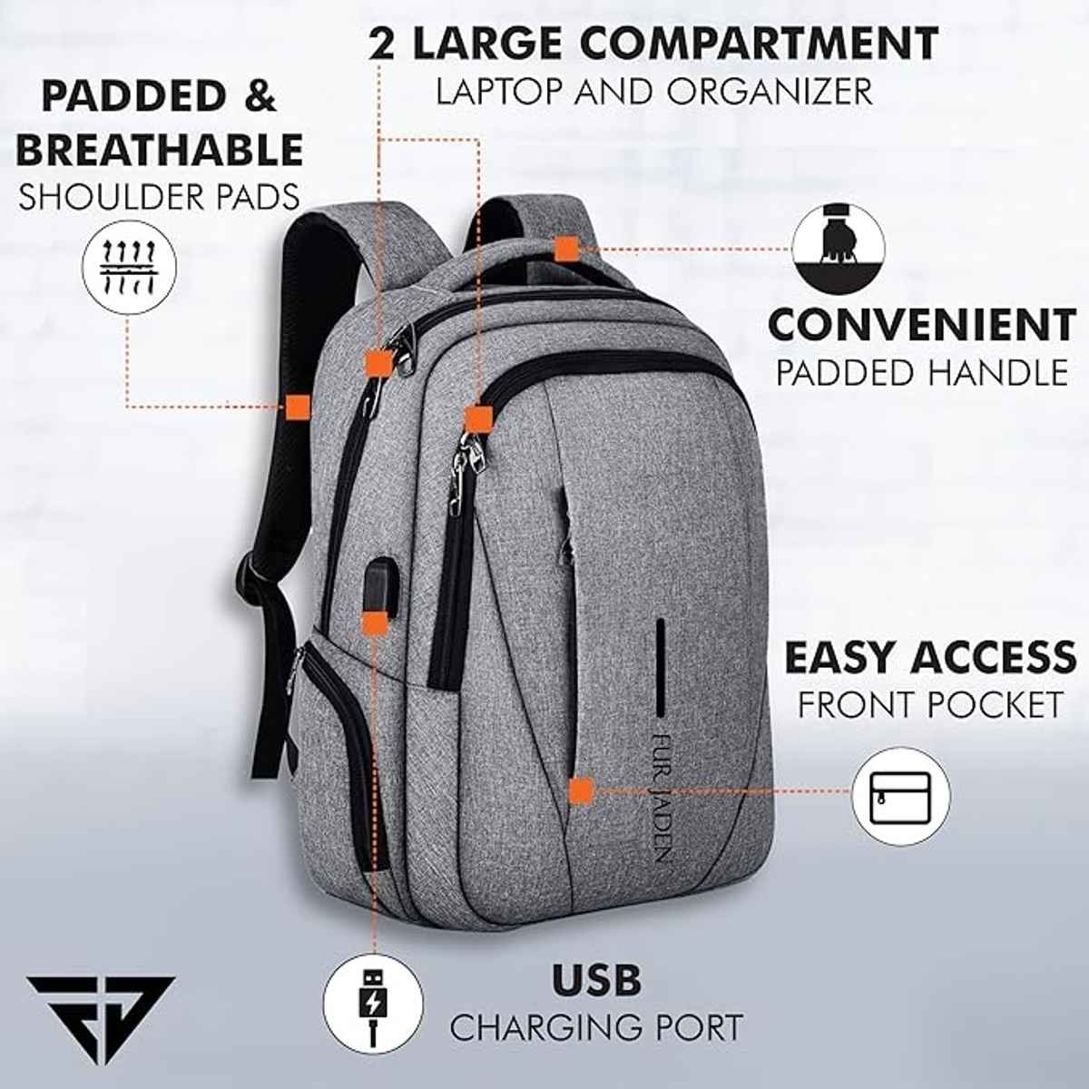 Fur Jaden Unisex PU 24 L Laptop Bag | Grey