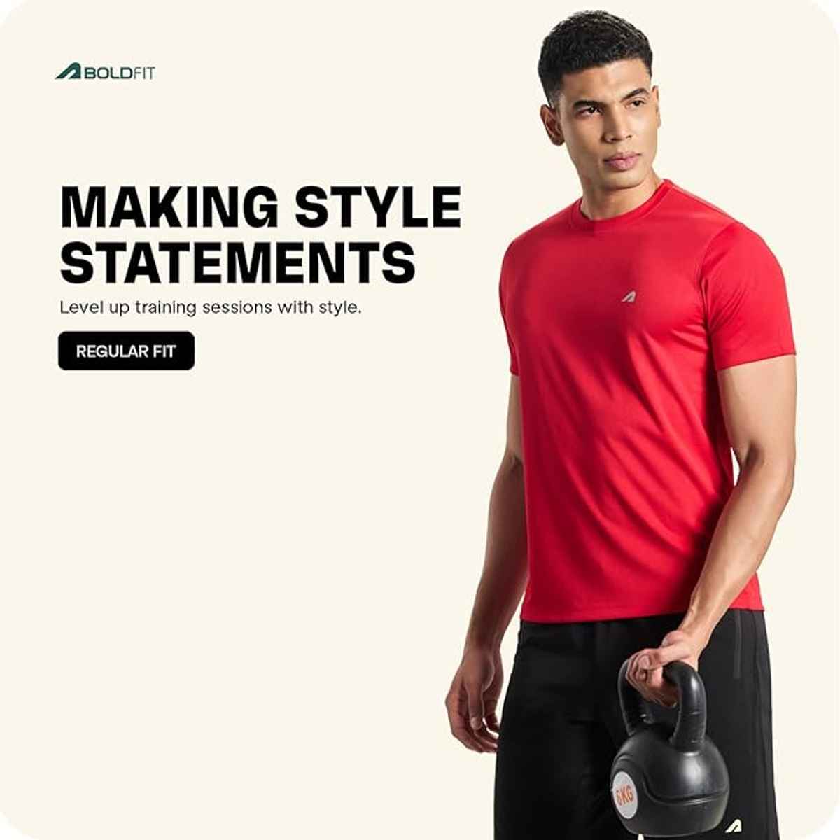 Boldfit Men's GYM T-shirt Training Quick Dry Fit | Red - M