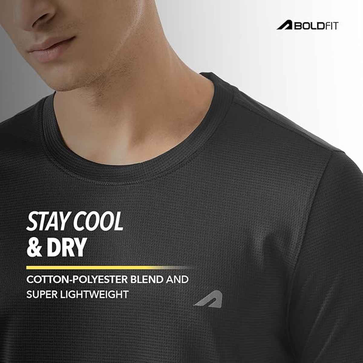 Boldfit Men's Sports T-shirt Quick Dry Fit Gym Casual Wear Running | Black - S