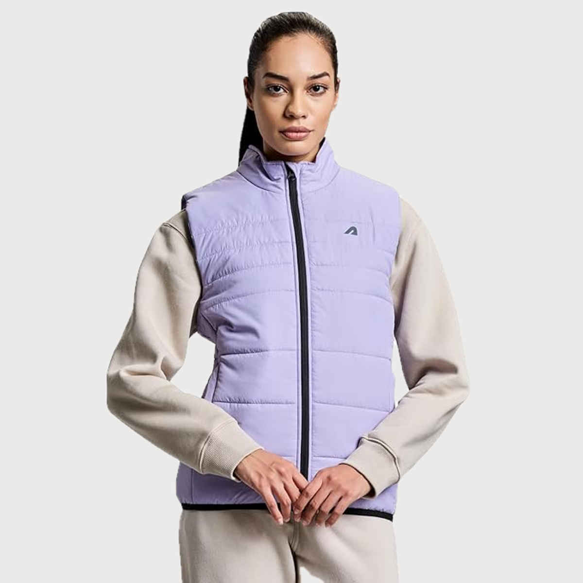 Boldfit Women's Puffer Jacket Sleeveless Monsoon Winter Wear Jerkin | Lilac - L