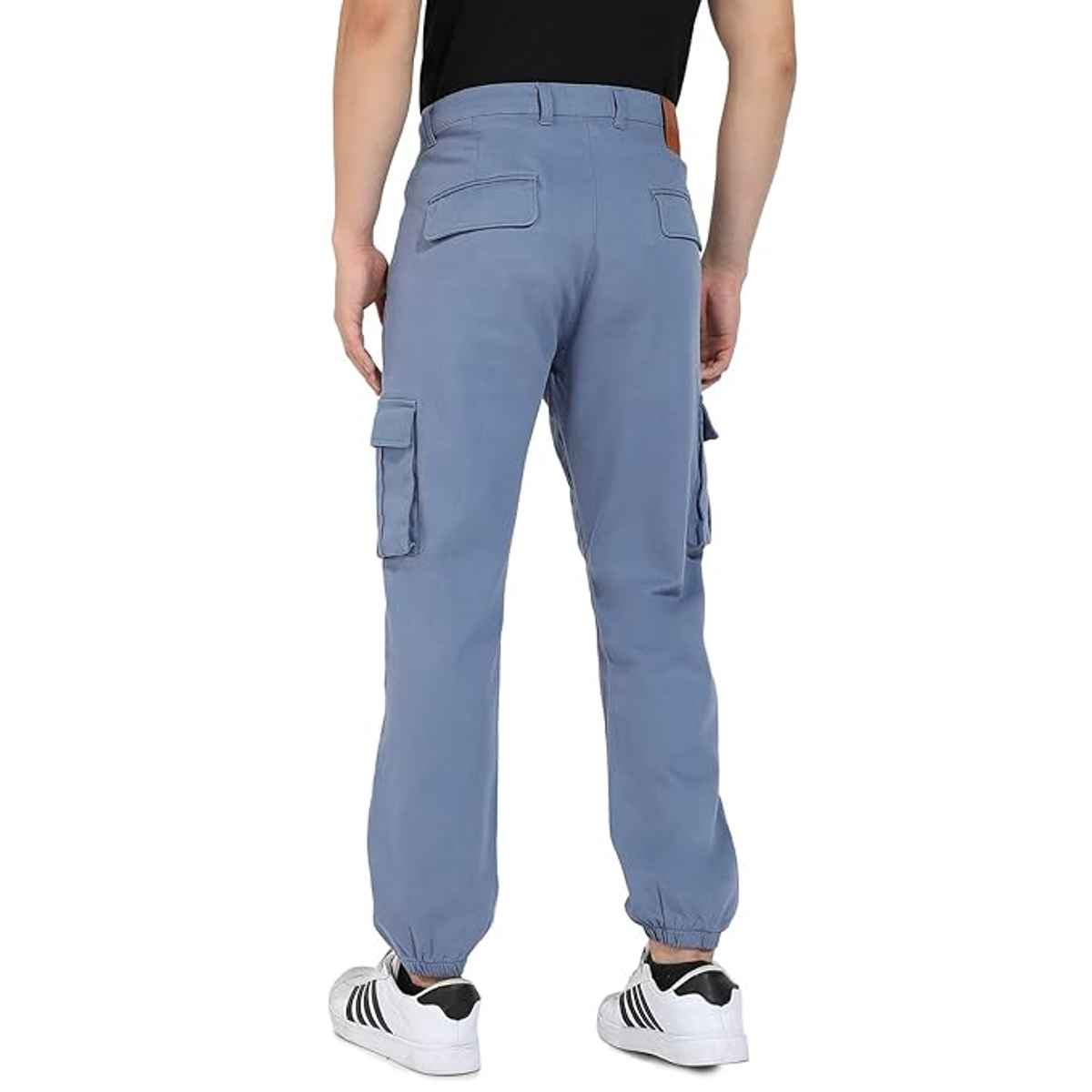 Campus Sutra Men's Cuffed Hem Cargo Trousers | Blue - 30