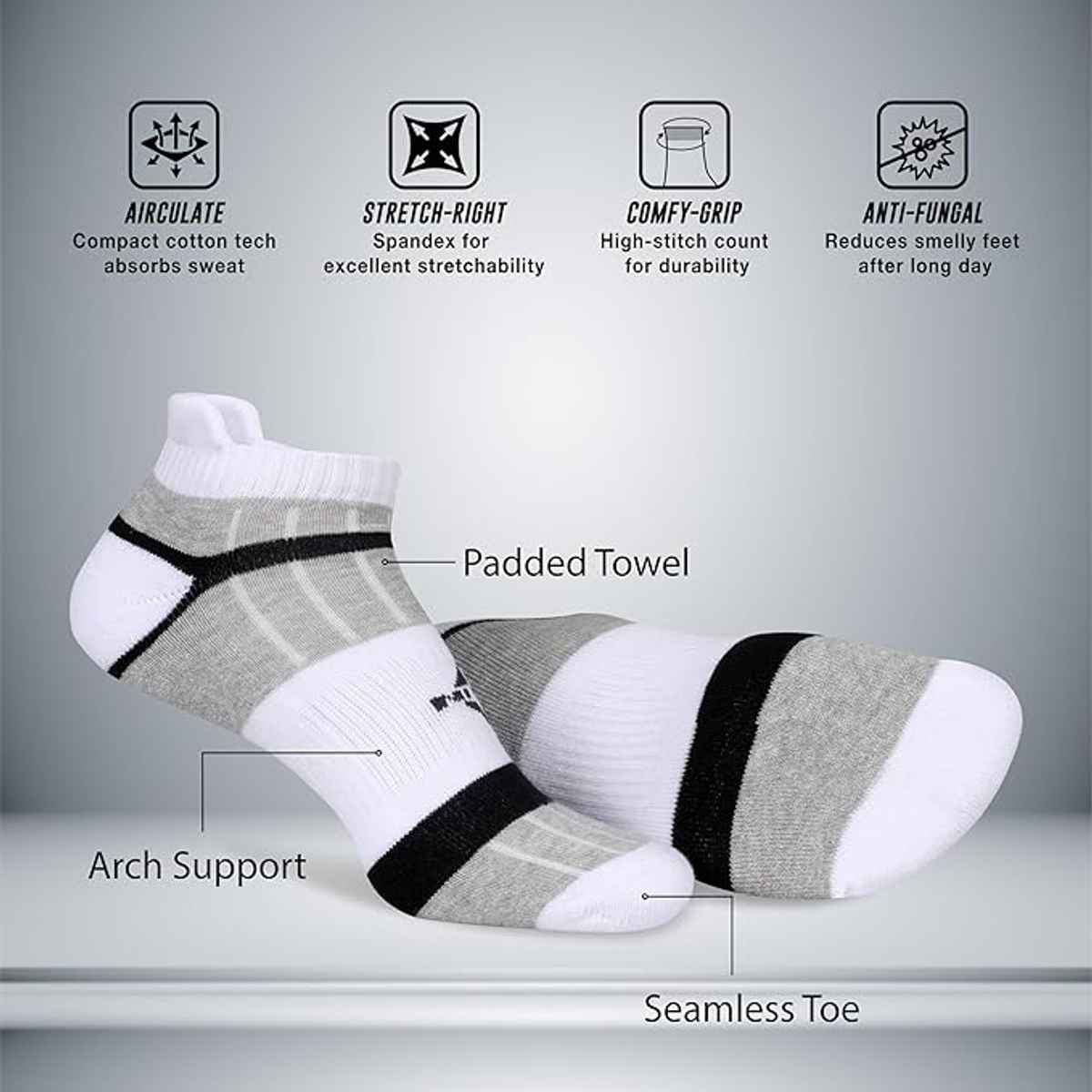 Nivia Unisex Striped Combed Cotton Socks | Multicolour - Free Size