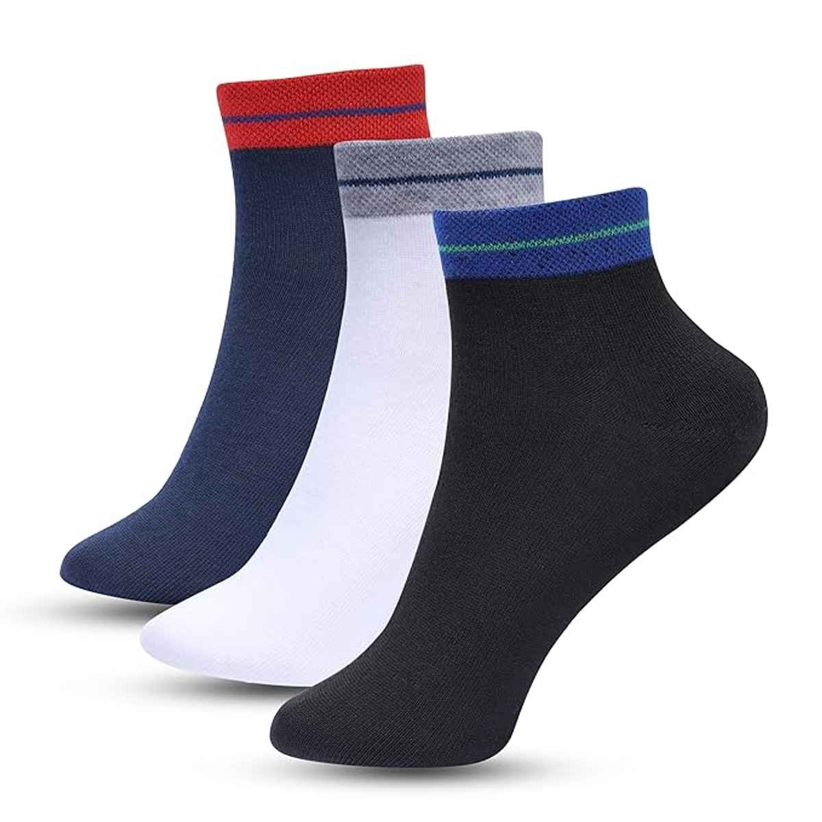 Luxrio Men's Solid Ankle Length Cotton Socks | SCK-9-3-PK-ANKL | Assorted Designs - Free Size