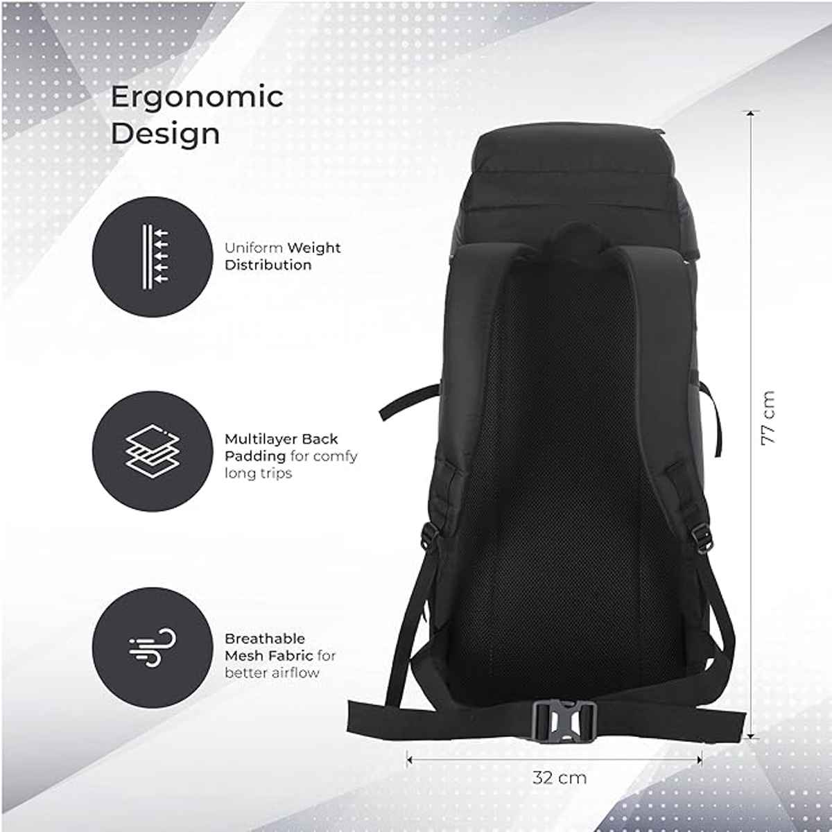 Mountile Unisex Polyester 60 L Shoulder Handle Rucksack | Grey