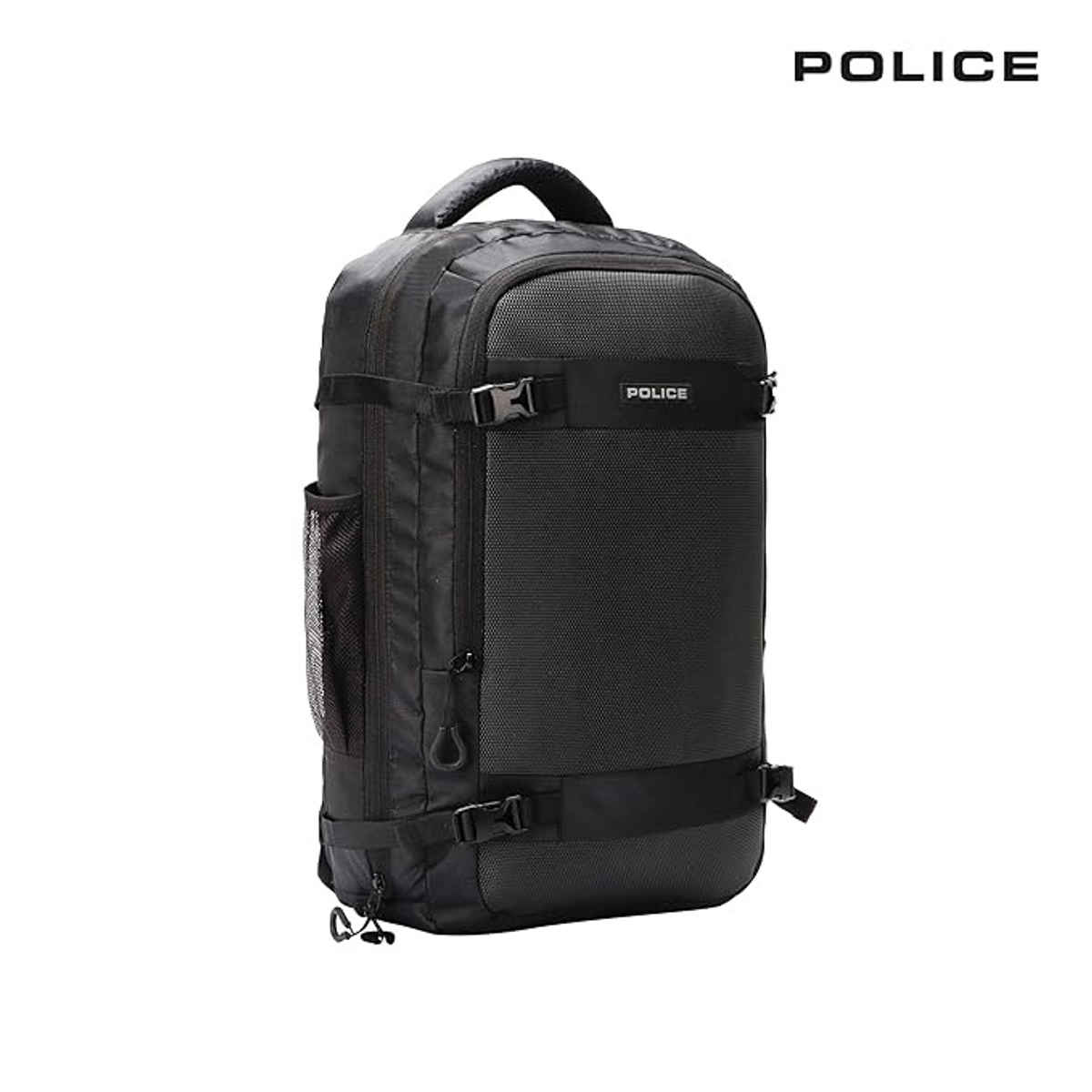 Police Unisex Textured Vegan Leather 20 L Laptop Backpack | Black - 14 Inches