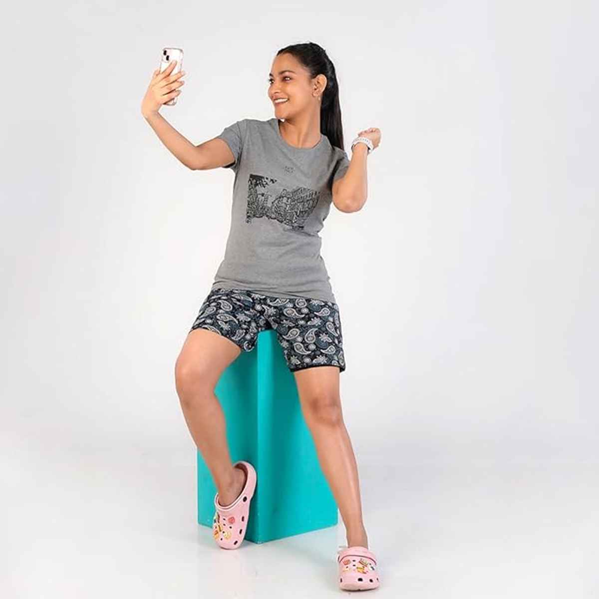 Rupa Colors Playsure T-shirt - Grey Melange | Printed | M