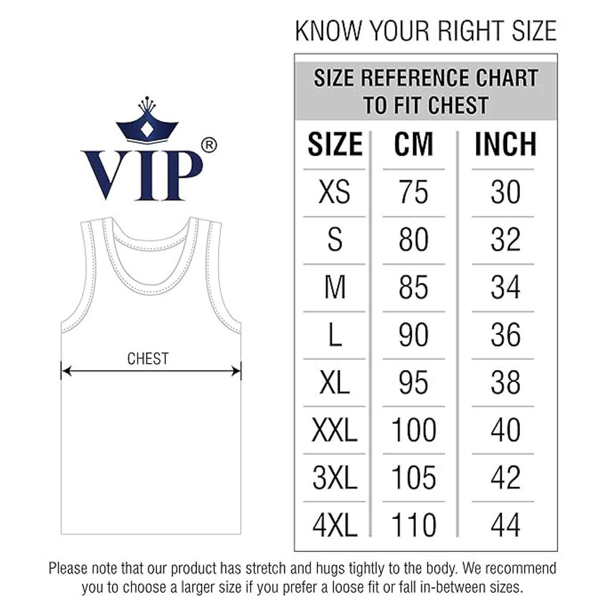Vip Mens Vest Bonus Premium Rn | Pack of 2 | 75 cm | White