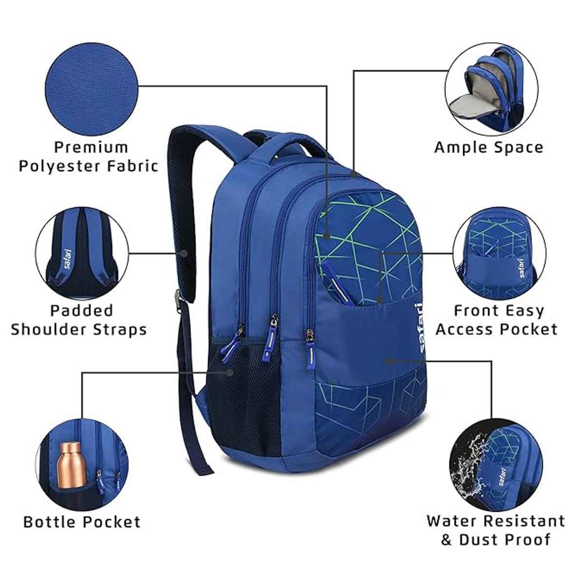 Safari Hitech 35 L Printed Casual Backpack | Travel Bag For Men And Women | Blue